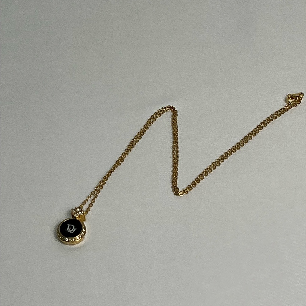 Authentic Vintage Christian Dior Crystal & Enamel Pendant Necklace Gold - Picture 3 of 13